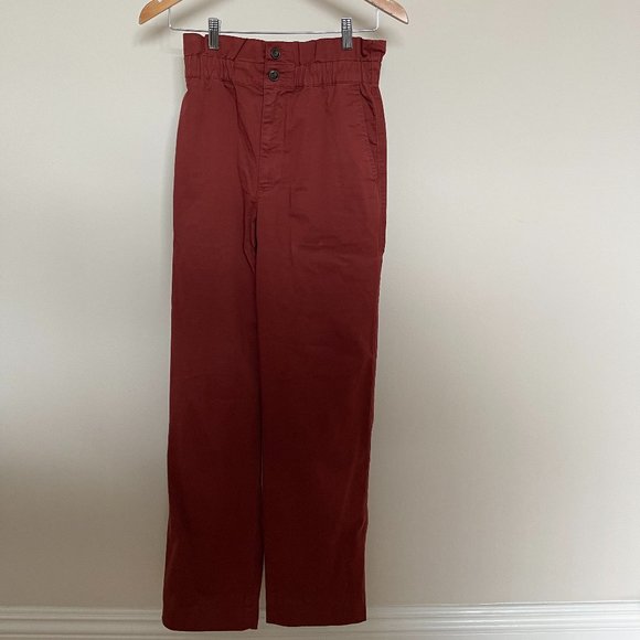 Madewell Paper Bag Waist Tapered Pants in Red size 00. - Picture 4 of 5